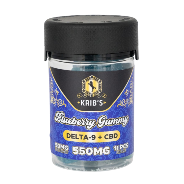 D9+CBD 550MG Blueberry Gummy 11pc in one jar