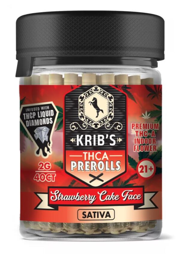 Krib's THCA Prerolls Strawberry Cake Face 2GM 40CT
